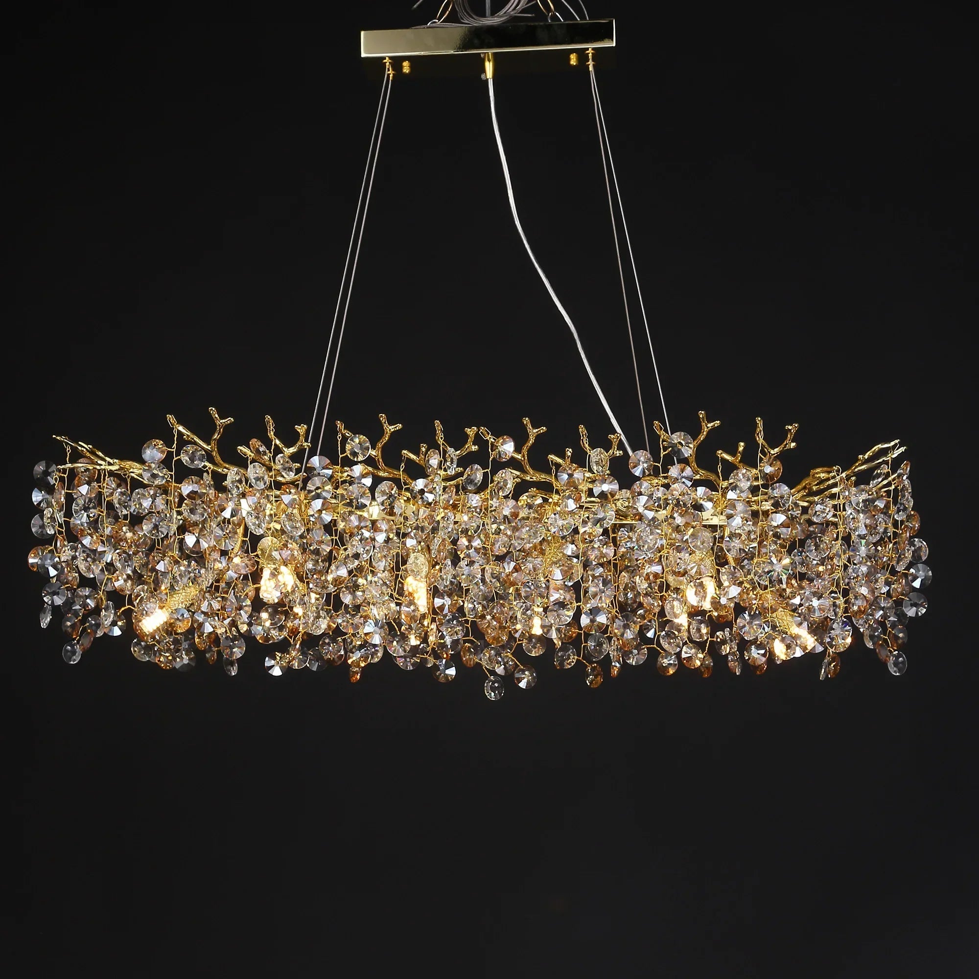 BowLift | Long Crystal Pendant Chandelier | Nordic LED Island Light with Remote Control (G9)