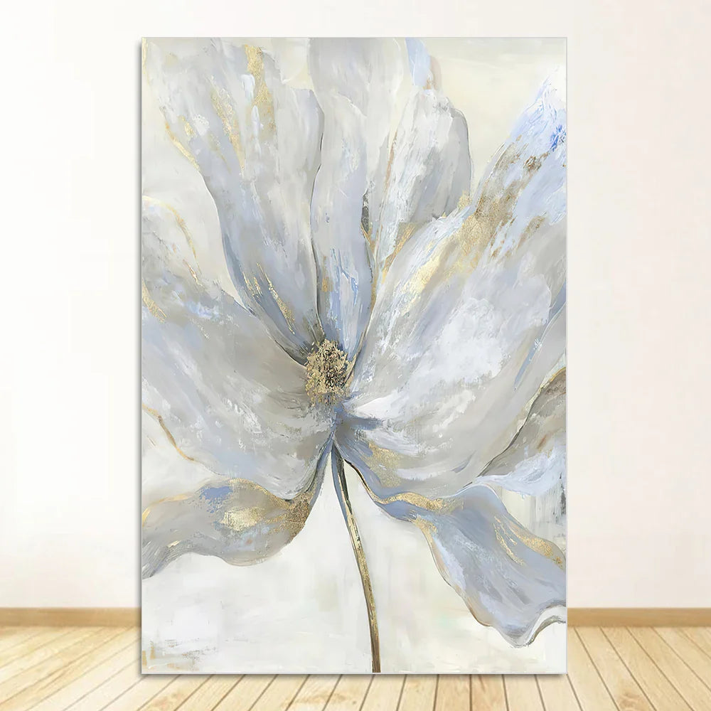 Simple Blue Floral Wall Art Fine Art Canvas Prints Modern Abstract Botanical Pictures For Living Room Bedroom Contemporary Home Decor | Bowlift