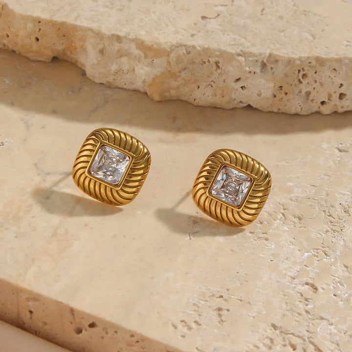 BowLift | Chunky Spiral Texture Diamond Accented Earrings