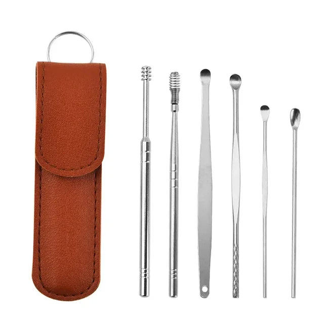 BowLift | Stainless Steel Ear Wax Remover 6-piece Cleaning Tool Set