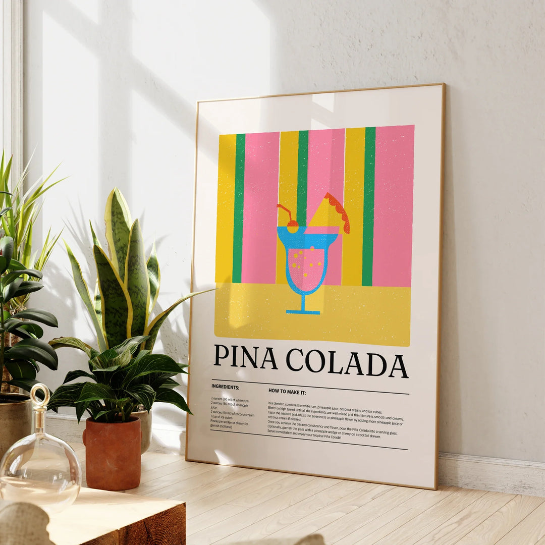 Piña Colada Cocktail Wall Art – Tropical & Stylish Decor | Bowlift