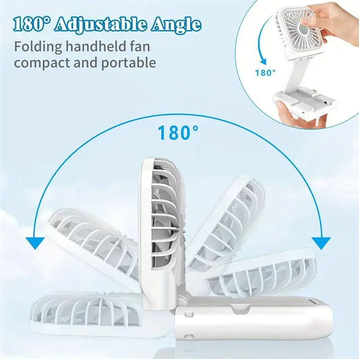 BowLift | Airlio Foldable USB Fan 3000mAh | 4-Level Air Cooler | Hand, Table & Neck Fan | Power Bank Function | 180° Rotatable