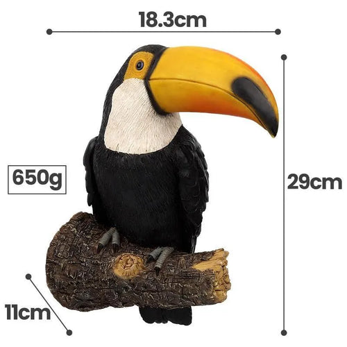 BowLift | Toucan Figure TropiJoy | Hand-painted tree decoration | Hanging garden statue made of resin | 29 × 19.3 × 11 cm