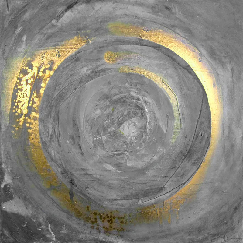 Blue Golden Swirl Circle Wall Art Fine Art Canvas Prints Square Format Abstract Pictures For Living Room Bedroom Home Office Art Decor | Bowlift