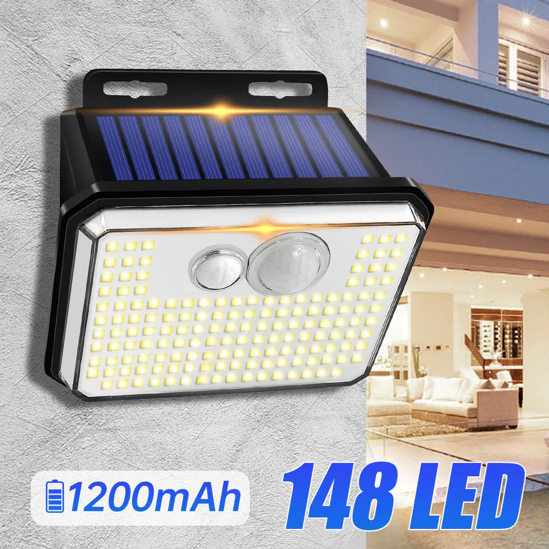 BowLift | Solentra Solar Wall Light Outdoor with Motion Sensor | 148 LEDs | IP65 Waterproof | 3 Modes | Super Bright & Wireless