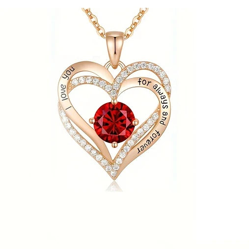 BowLift | Mama Heart Pendant Red Zircon Necklace