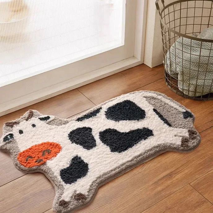 Mini Cow Fluffy Bath Mat | Bowlift