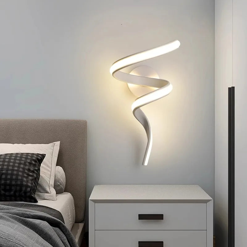 BowLift | LED Wall Lamp NordLED Wall Light | Nordic Spiral Design | Modern & Energy Saving | For Bedroom, Corridor & Living Room Spiral Sconce Light For Stairs Bedroom Bedside Study Hallway Background Indoor Decor Wall Lighting Fixtures