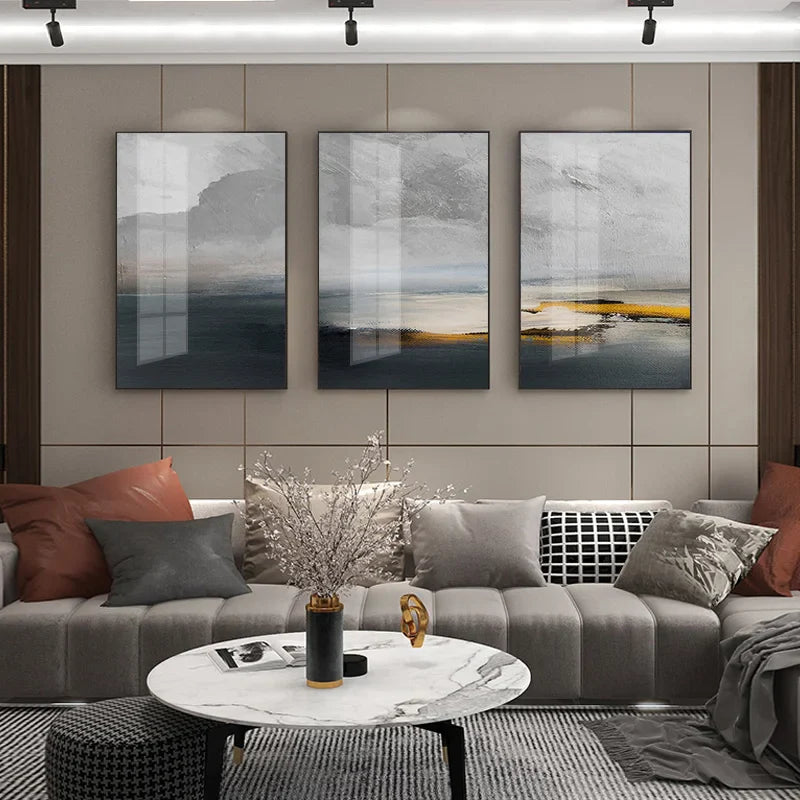 Sunset Lake Landscape Abstract Wall Art Fine Art Canvas Prints Pictures For Modern Apartment Living Room Home Office Art Decor | Bowlift