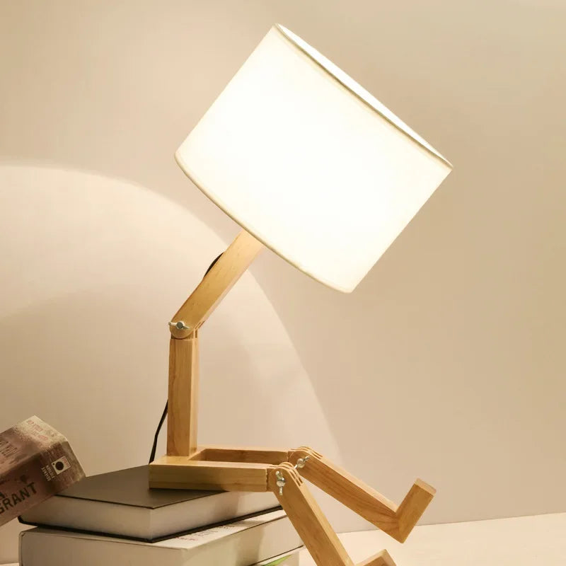 Wooden Table Lamp with Book Holder - RutanFlex | Bowlift