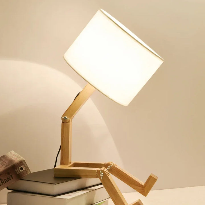 Wooden Table Lamp with Book Holder - RutanFlex | Bowlift