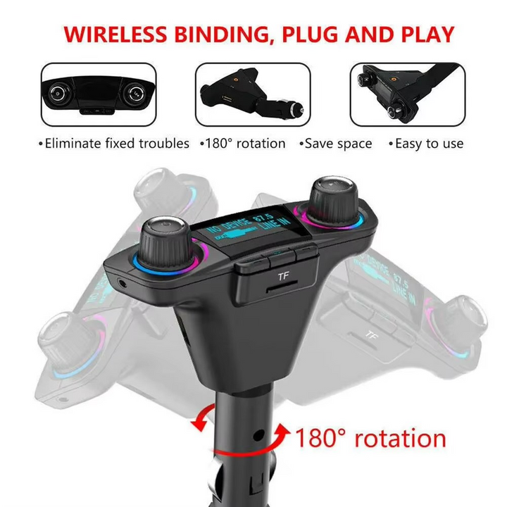 BowLift | Bluetooth 5.0 Car FM Transmitter with Dual USB Charger and LED Display