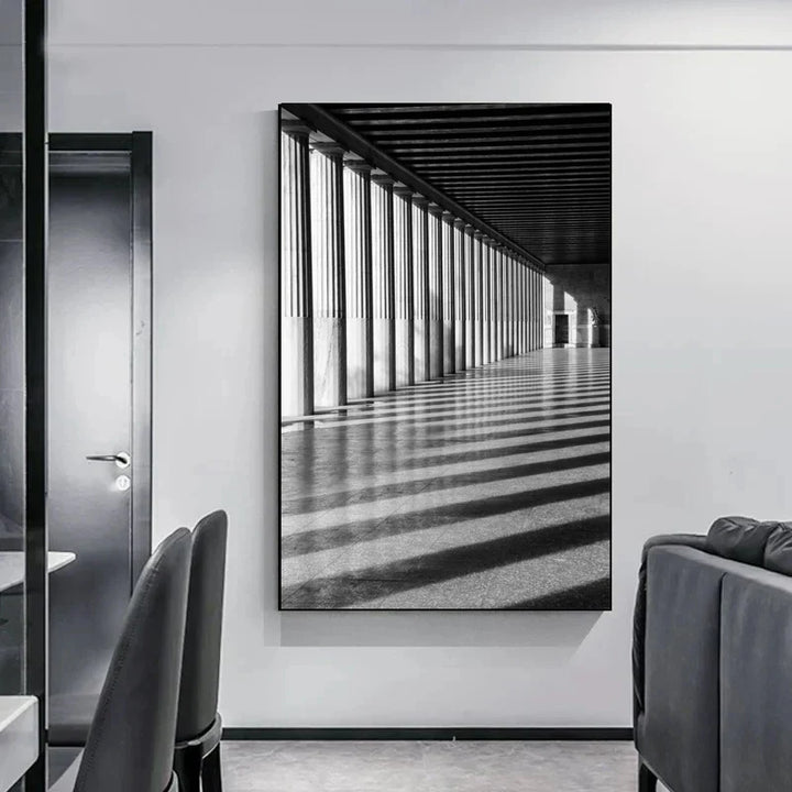 Minimalist Abstract Architectural Wall Art Fine Art Canvas Prints Posters Pictures For Modern Apartment Living Room Home Office Decor | Bowlift