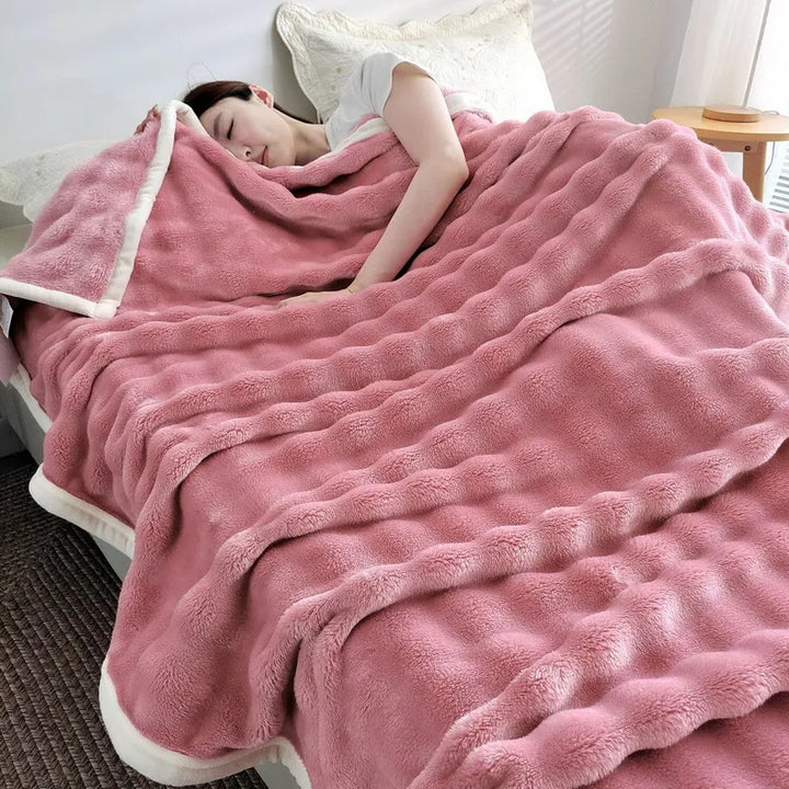 BowLift | Veloura Cozy Blanket | Cozy Blanket Flannel | Rabbit Fur Look | Soft & Skin Friendly | For Sofa, Bed & Travel