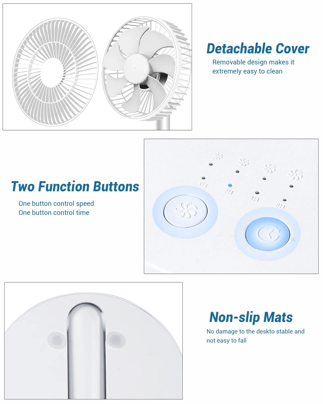 BowLift | USB Table Fan Breezio | Foldable & Portable | 4 Speeds & Timer | Battery Powered for Indoor & Outdoor