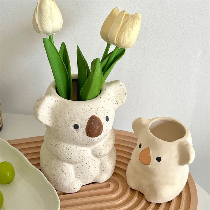 BowLift | Koalina Koala Planter | Sweet Decorative Plant Pot Made of Resin | Mini Vase for Succulents & Bonsai | Handcrafted Garden & Home Decor