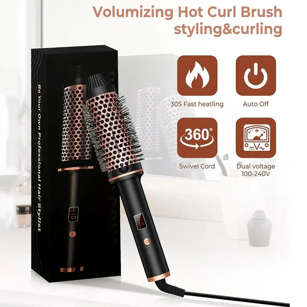 BowLift | Stylique 3-in-1 Ionic Hair Straightener & Curler | Straightening, Waves, Volume | Anti-Scald Brush