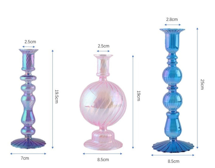 Ribbed Glass Candleholders - Mermaid | Bowlift