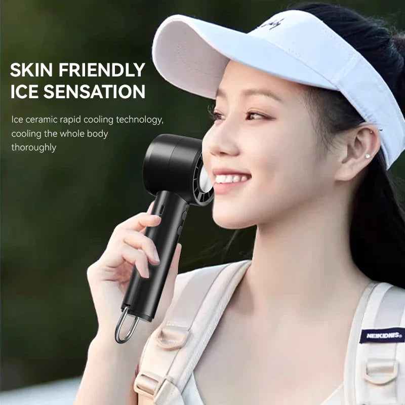 Silent High-Speed USB Handheld Fan – Portable Small Fan with LED Display, High Wind Power, and Cooling Air Conditioner Function | Bowlift