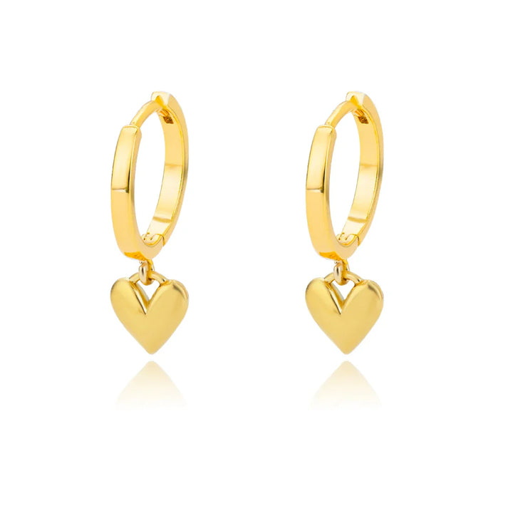 BowLift | Dainty Heart Dangle Huggie Hoop Earrings
