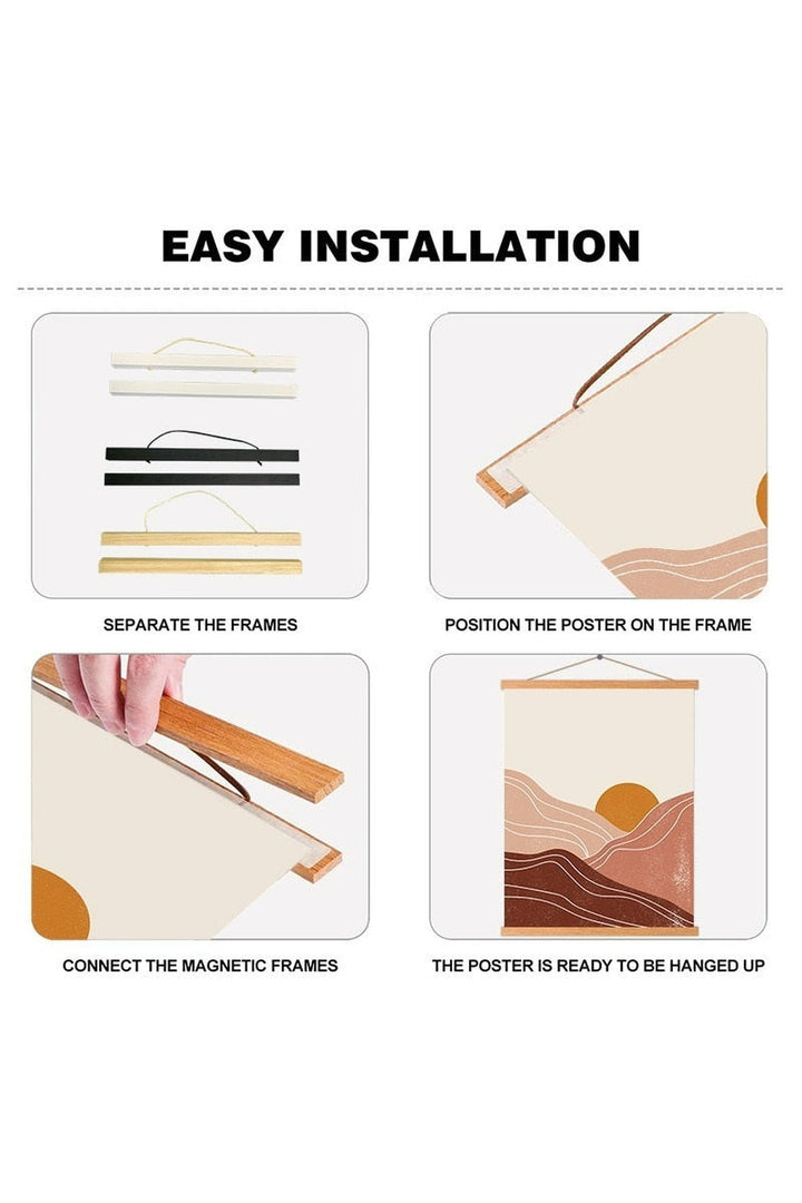 Magnetic wooden poster frame hanger | Bowlift
