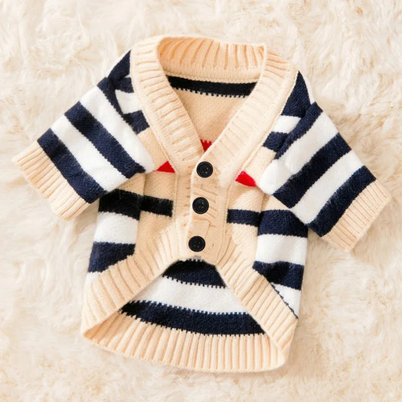 Dog cardigan made of knit warm and striped Bowlift