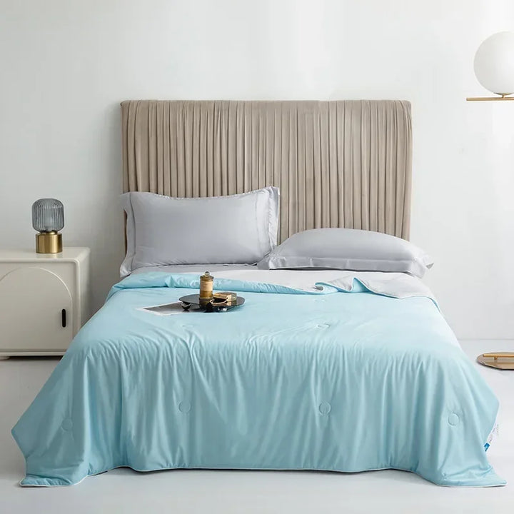 Air Condition Summer Comforter — Pure Color Ice Silk Cooling Blanket, Lightweight & Smooth Twin/King Size Quilt | Bowlift