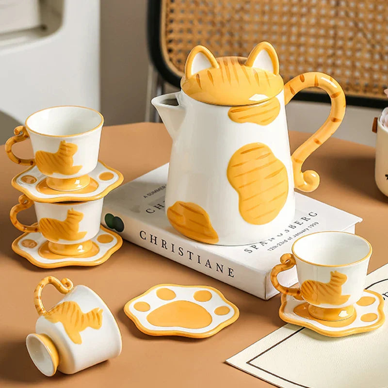 BowLift | Orange Cat Handcrafted Ceramic Coffee & Tea Set