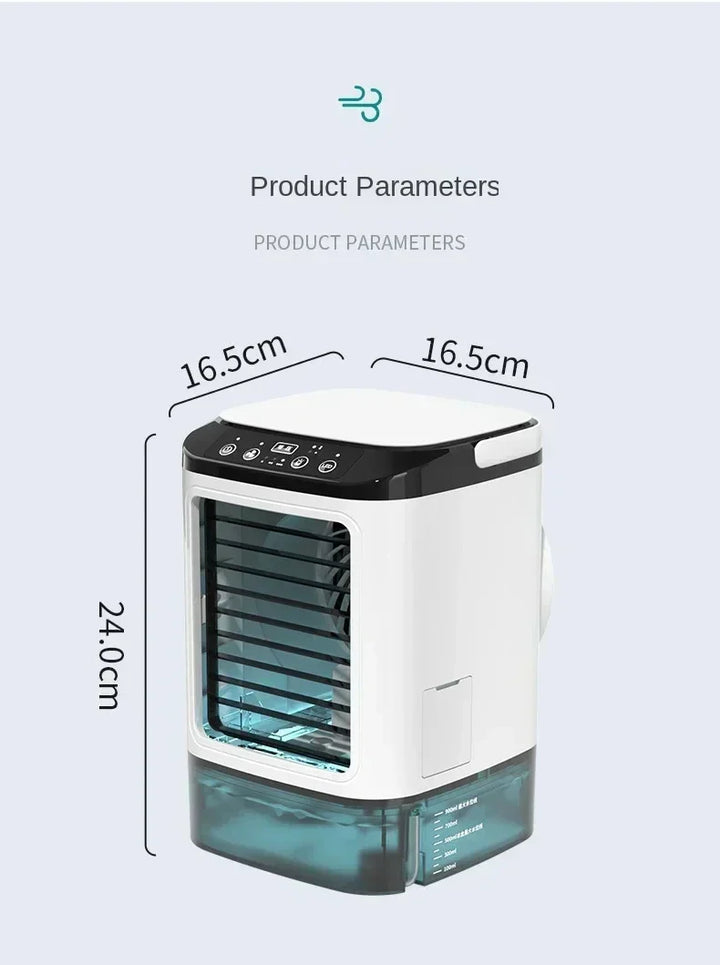 Portable Desktop Air Conditioner Fan – Dual Spray Ultrasonic Humidifier, 3-Speed Silent Air Cooler with Night Light for Home | Bowlift
