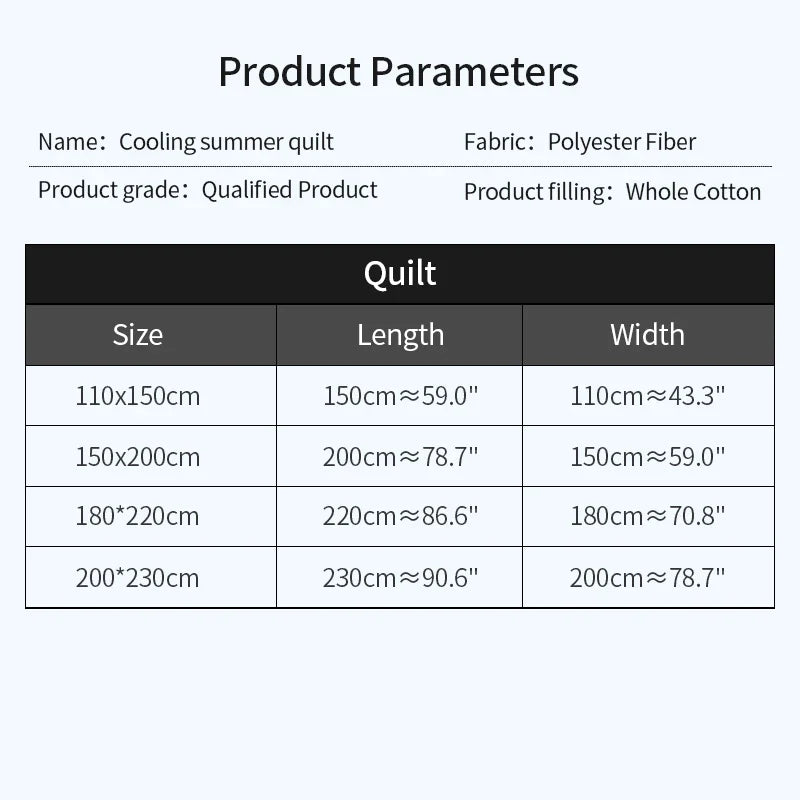 2024 Japanese Cotton-Polyester Summer Quilt – Lightweight, Washable, Skin-Friendly Solid Color Quilt | Bowlift