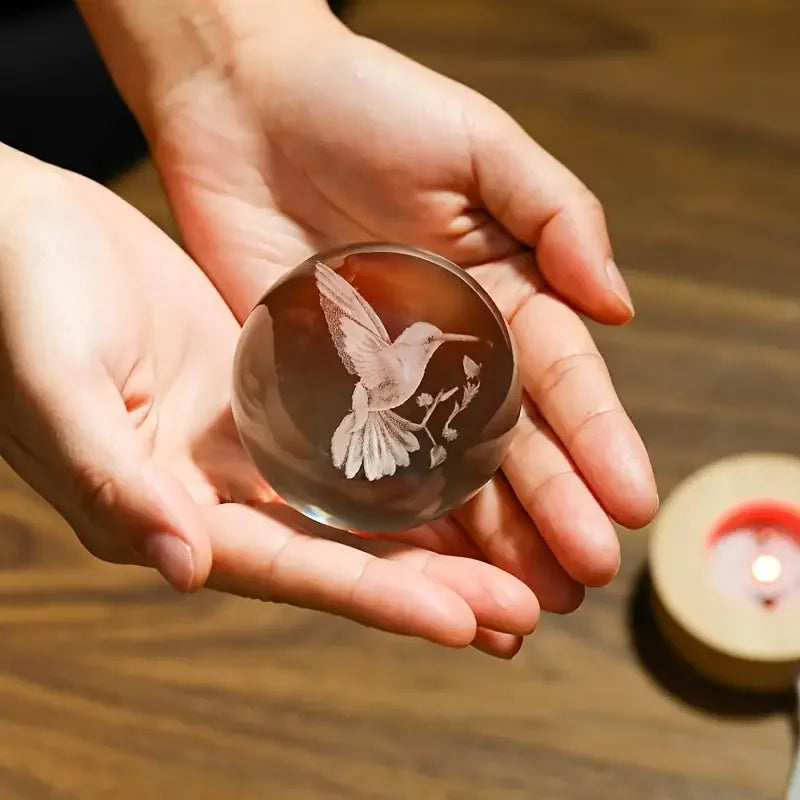 BowLift | Colibria Crystal Ball Hummingbird | 3D Laser Engraving & LED Base | Decoration & Gift Idea