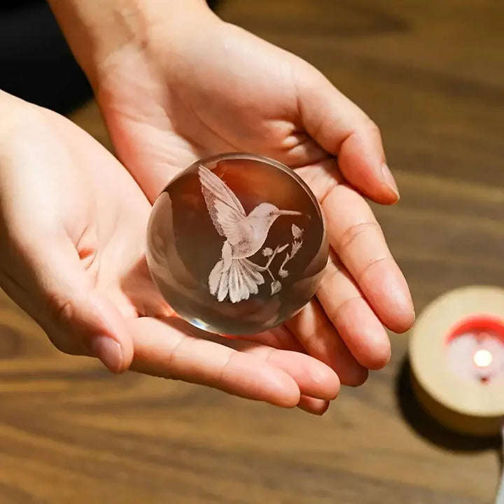 BowLift | Colibria Crystal Ball Hummingbird | 3D Laser Engraving & LED Base | Decoration & Gift Idea