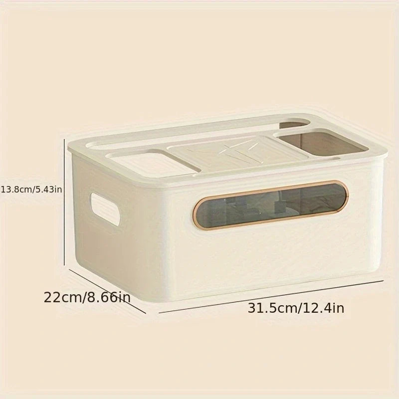 BowLift | HideNet WLAN Router Storage Box | With Cable Management & Socket Compartment | Transparent & Removable | 1–4 Levels Selectable