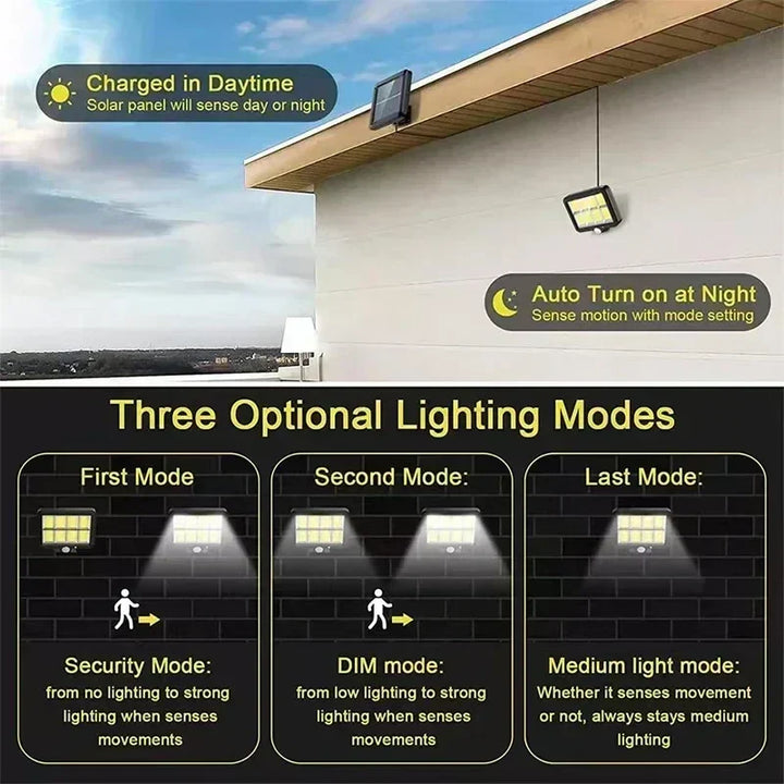 BowLift | Solivor Solar Light with Motion Sensor | Wireless & Weatherproof | 3 Modes | 100 COB LEDs