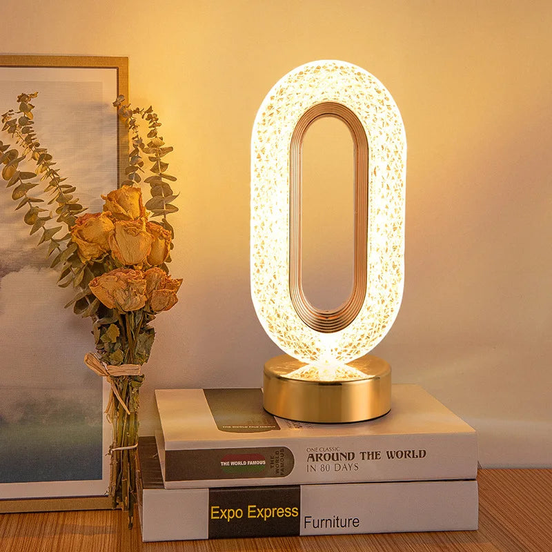BowLift | Crystal LED Table Lamp: Dimmable, USB Charging, Touch & Remote Control