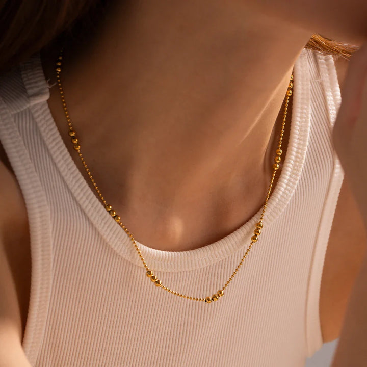 BowLift | 16k Dainty Triple Bead Accent Necklace