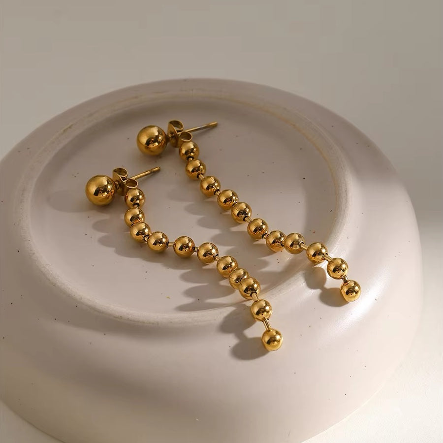 BowLift | Dainty Golden Bead Tassel Earrings