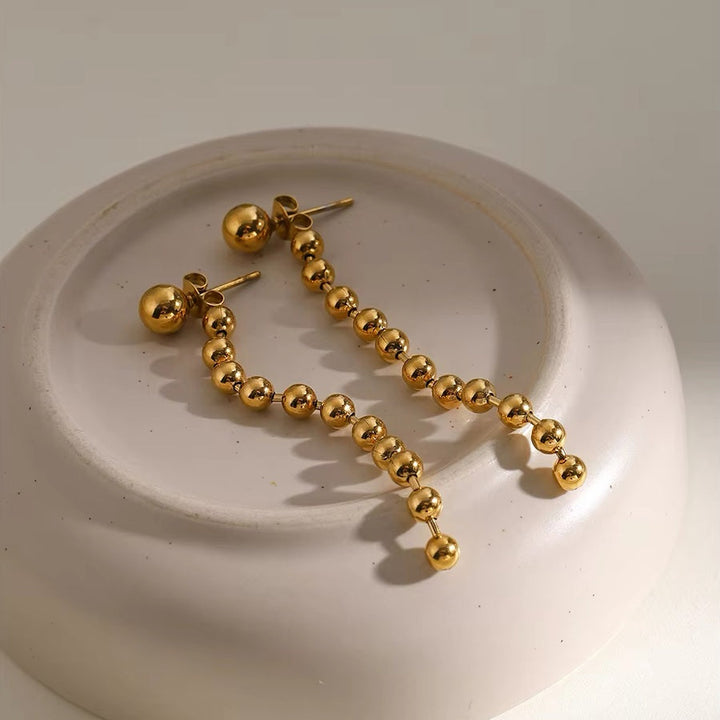 BowLift | Dainty Golden Bead Tassel Earrings