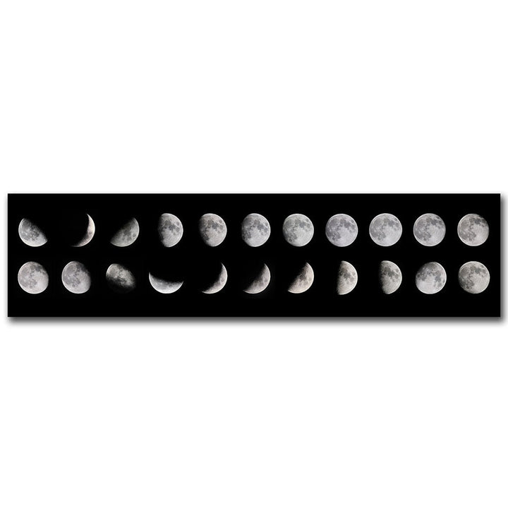 Moon Phases Wide Format Black White Wall Art Canvas Prints Pictures For Bedroom Above The Bed Living Room Decor | Bowlift