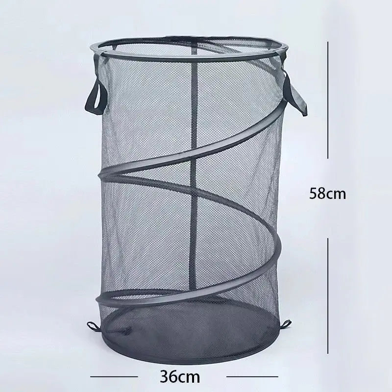 BowLift | SPIRAFOLD Laundry Basket | Foldable & Breathable | Mesh Design with Carry Handles | For Home, Bathroom & Student Apartment