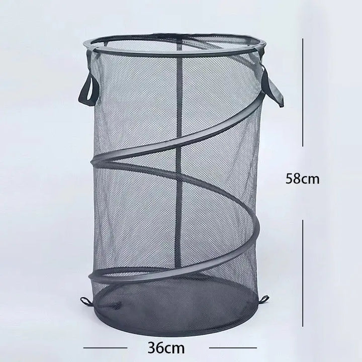 BowLift | SPIRAFOLD Laundry Basket | Foldable & Breathable | Mesh Design with Carry Handles | For Home, Bathroom & Student Apartment