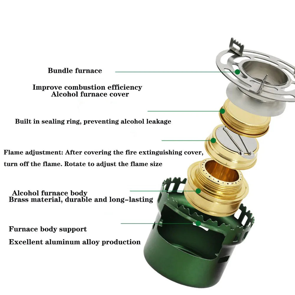 BowLift | Flamvino Alcohol Stove Outdoor Portable | Mini Camping Stove for Hiking & Trekking | Compact Spirit Burner for Outdoor Cooking & Survival