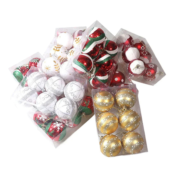Elegant Snowflake Christmas Baubles Set – High-quality Christmas ornaments in red, white and gold, perfect for festive tree decoration at Christmas | Bowlift
