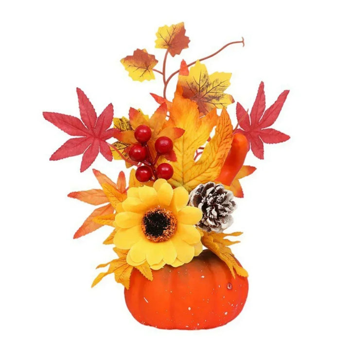 BowLift | Autumn Magic | Decorative Pumpkin with Artificial Flowers | 25–30 cm | Autumn & Halloween Decor