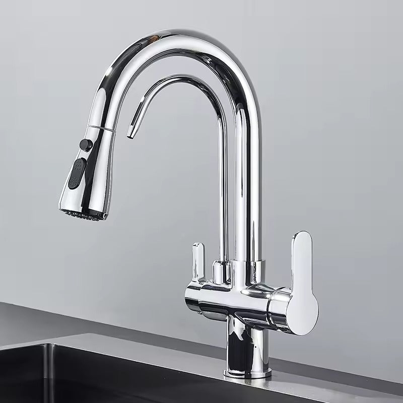 Matte Black Filter Faucet for the Kitchen, Pull-Out Spray, 360° Rotation, Three-Way Water Filter Tap, Sink Mixer | Bowlift