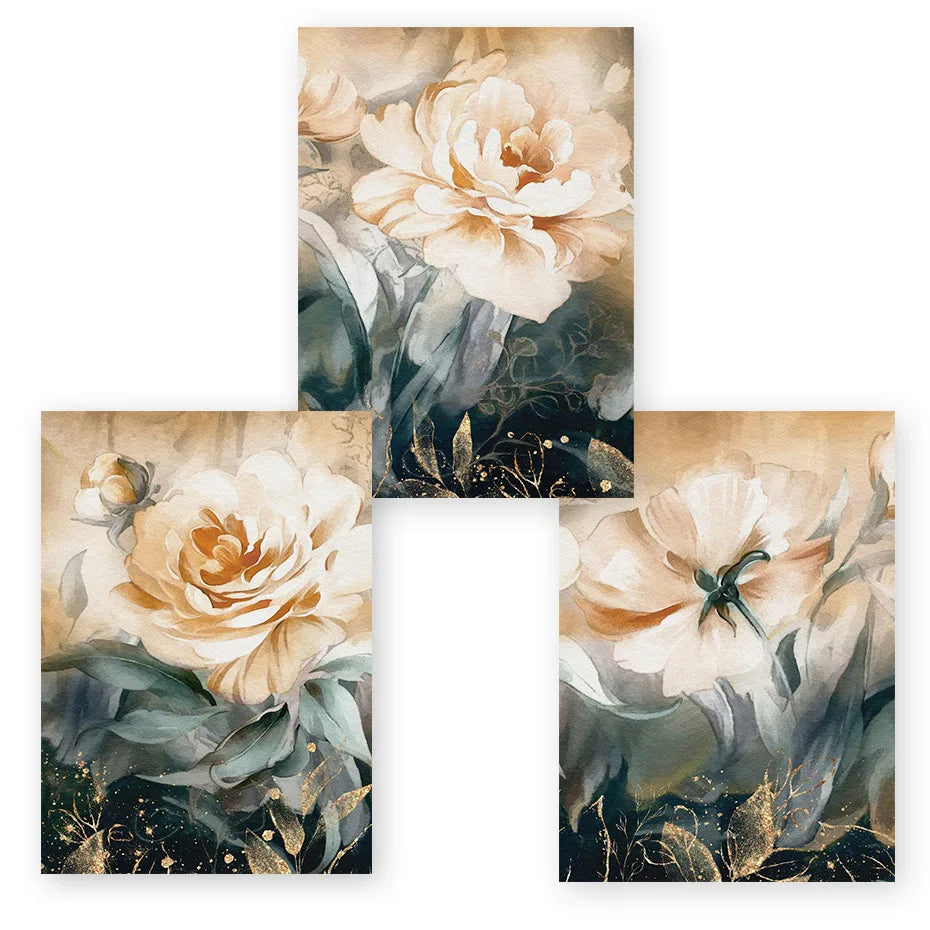 Serene Pastel Petals Floral Abstract Wall Art Fine Art Canvas Prints Modern Botany Pictures For Living Room Dining Room Art Decor | Bowlift