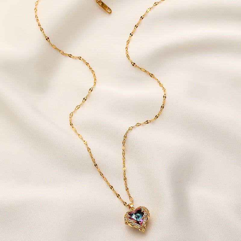 BowLift | Ocean Heart Stainless Steel Zircon Necklace