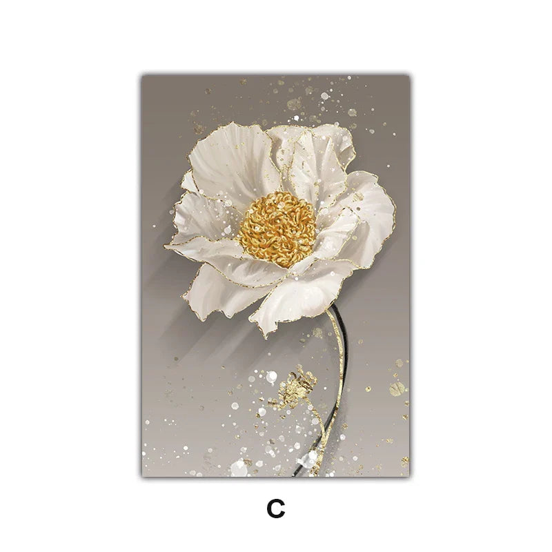 Modern Abstract Paint Splash Floral Wall Art Fine Art Canvas Prints Posters Elegant Botanical Pictures For Living Room Decor | Bowlift