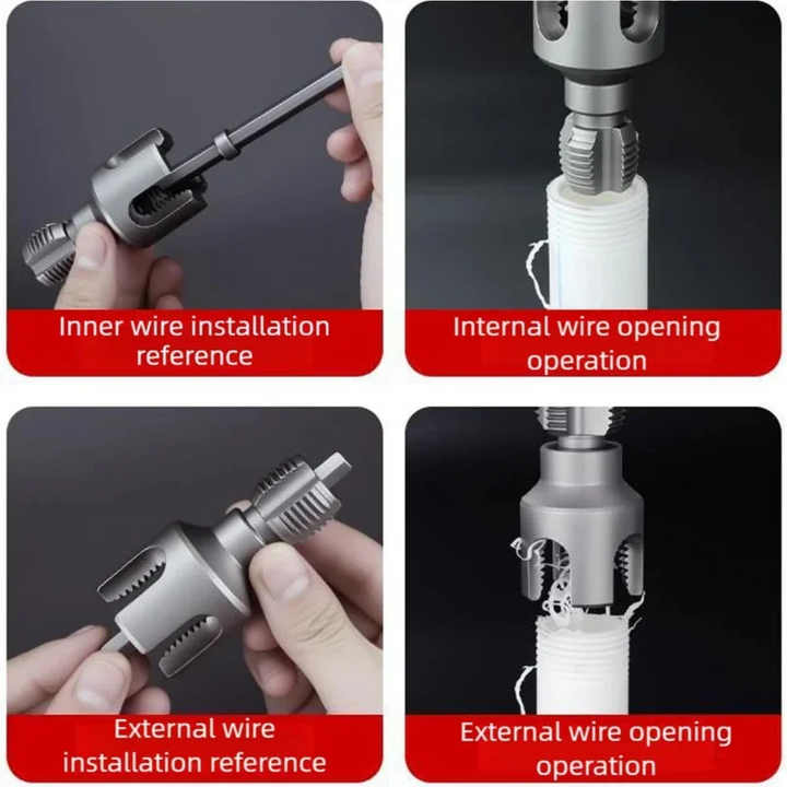 Pipe Thread Reamer & Edge Cutter Drill Attachment Tool | Bowlift