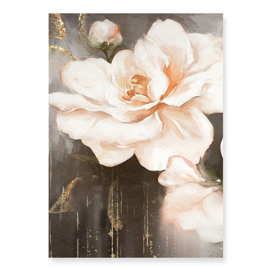 Pink Beige Petals Big Floral Wall Art Fine Art Canvas Prints Elegant Abstract Botanical Pictures For Living Room Bedroom Art Decor | Bowlift